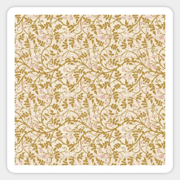 William Morris Jasmine Trellis Pattern Pinks and Golds Sticker by tiokvadrat